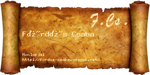 Fördős Csaba névjegykártya
